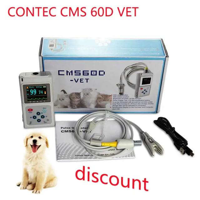 Cms60d veterinário oxímetro de pulso spo2 monitor de freqüência cardíaca vet orelha/língua sonda computador software