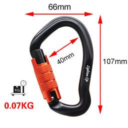 Pêra-forma Escalada Mosquetão, 23KN, Segurança Profissional Auto Lock, Fivela de segurança, Caminhadas Kit Sobrevivência, Equipamento de proteção - Image 6