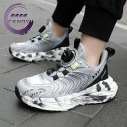 Crianças sapatos casuais estudante tênis de corrida deslizamento esporte sapato menino menina tênis novo quatro estações sapato malha rotativa - Image 5