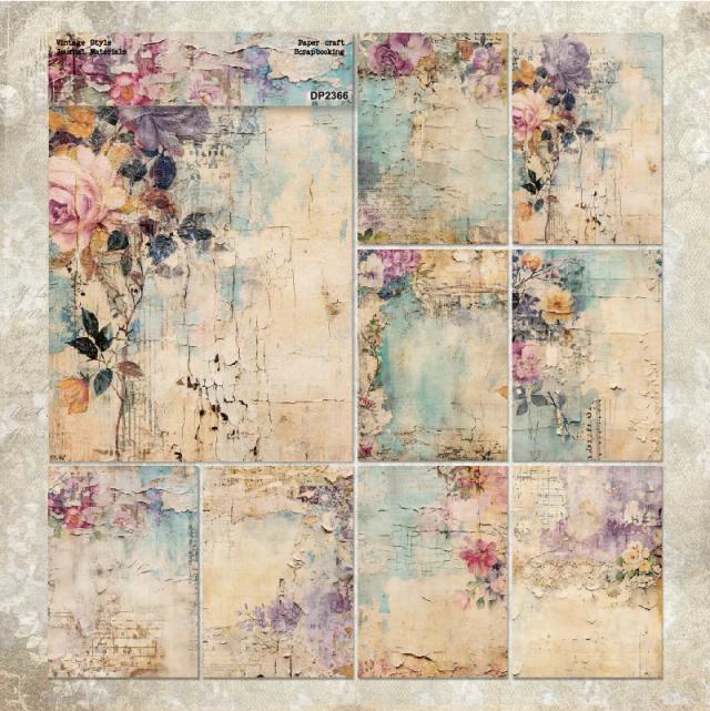 Papel para Scrapbooking Panalisa-Flor Vintage: Pacote com 8 Folhas Artesanais A5 para Cartas Exclusivas