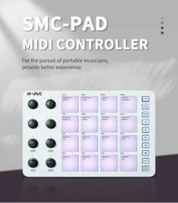 M-Vave SMC-PAD LaunchPad, Design Controlador Portátil, MIDI Sem fio Bateria Recarregável, 16 RGB - Image 1