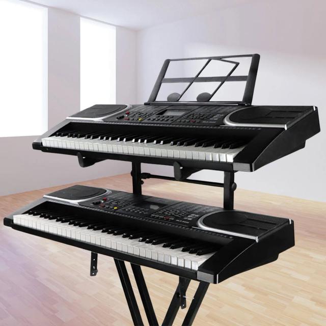 Suporte de Piano Ajustável em Metal com 2 Camadas para Teclados e Acessórios Musicais Resistente