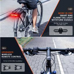 Anchtek-Alarme de bicicleta sem fio com turn signal, Carregamento USB, Lâmpada traseira do freio de bicicleta com suporte de montagem, IP65 impermeável - Image 5