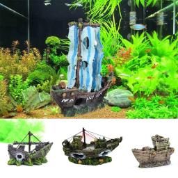 Ornamento de resina de aquário, design atrativo, seguro para peixes e plantas, acessório de aquário, navio - Image 1