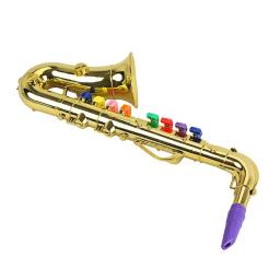 Brinquedo instrumentos musicais educativos, brinquedo, trompete, clarinete, acabamento prateado, com teclas coloridas - Image 4