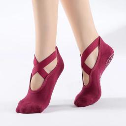 Meias de ioga antiderrapantes de algodão para mulheres, atadura, Pilates, balé, dança, esporte, academia, treino, chinelo, corrida, aderência - Image 3