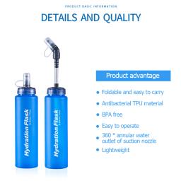 Garrafas de água dobráveis TPU Soft Flask, Pacote de hidratação, Saco de cintura, Colete, Esporte ao ar livre, 250ml 500ml 750ml - Image 4