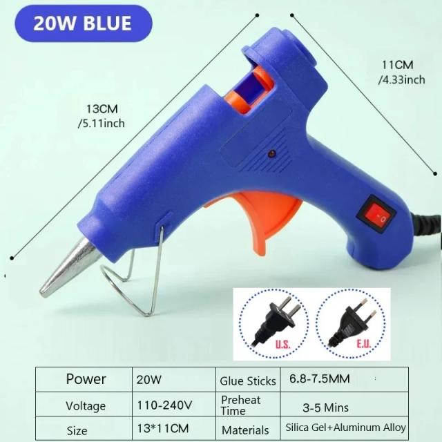 Pistola de Cola Elétrica LAOA Hot Melt Mini para Artesanato e Reparos, Temperatura Ajustável, Ferramenta DIY com Varas de Cola de 7mm e 25W
