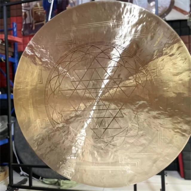 Cura Sonora com Gongos Arborea: Mallets Personalizados para Meditação e Percussão Sustentada Sri Yantra, Tamanhos de 45cm a 90cm