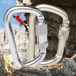 D-Shaped High Load-Bearing Mosquetão de Aço, Escalada Main Lock para Montanhismo, Resistente ao Desgaste, Fivela de Segurança Durável, 45KN - Image 1
