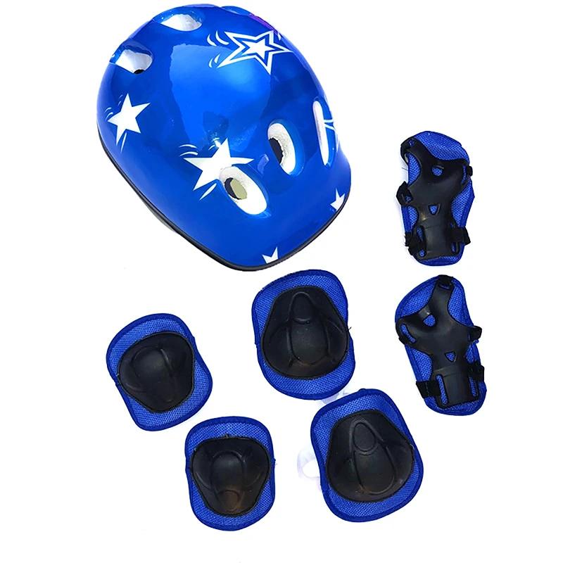 Equipamento de proteção para crianças, capacete de bicicleta, joelheiras, pulso, protetor de cotovelo, ciclismo de rolo, esportes, capacete protetor, 7 pçs/set - Image 1