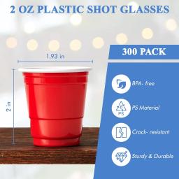 Mini copos descartáveis de plástico para festa, copos de tiro, copos vermelhos para o Natal, aniversário, casamento, comemoração do feriado, 2oz, 50 Pack - Image 2
