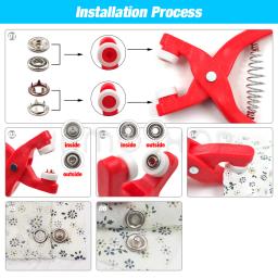 9.5mm metal prong snap fixadores botões sólido/oco botão de pressão studs com alicate kits de ferramentas para roupas sacos vestuário costura - Image 5