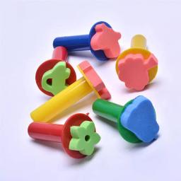 Conjunto de pincéis de esponja para pintura, carimbos para crianças e estudante, carimbo de tinta, ferramentas de desenho, padrão aleatório e cor, 6pcs - Image 3