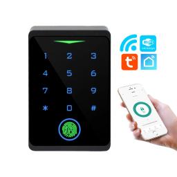 Tuya wifi porta autônoma 125khz em cartão rfid & biométrico impressão digital sistemas de controle acesso produtos com teclado de toque - Image 1