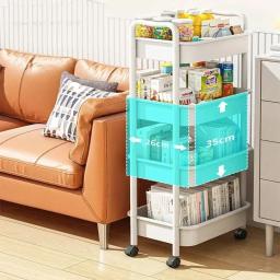 Casa multi-camada pequeno carrinho de armazenamento rack de chão ao chão cozinha quarto banheiro rack de armazenamento com rodas - Image 3