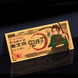Anime japonês folha de ouro notas comemorativas, Demon Slayer, ouro 24K, arte cédula, colecionáveis para presentes de Natal, venda quente, 2023 - Image 1