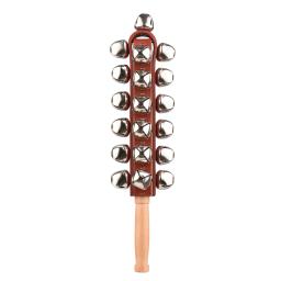 Mão jingle sinos mão trenó sinos agitador de madeira jingle sinos vara instrumento de percussão musical sinos para instrumentos musicais - Image 1