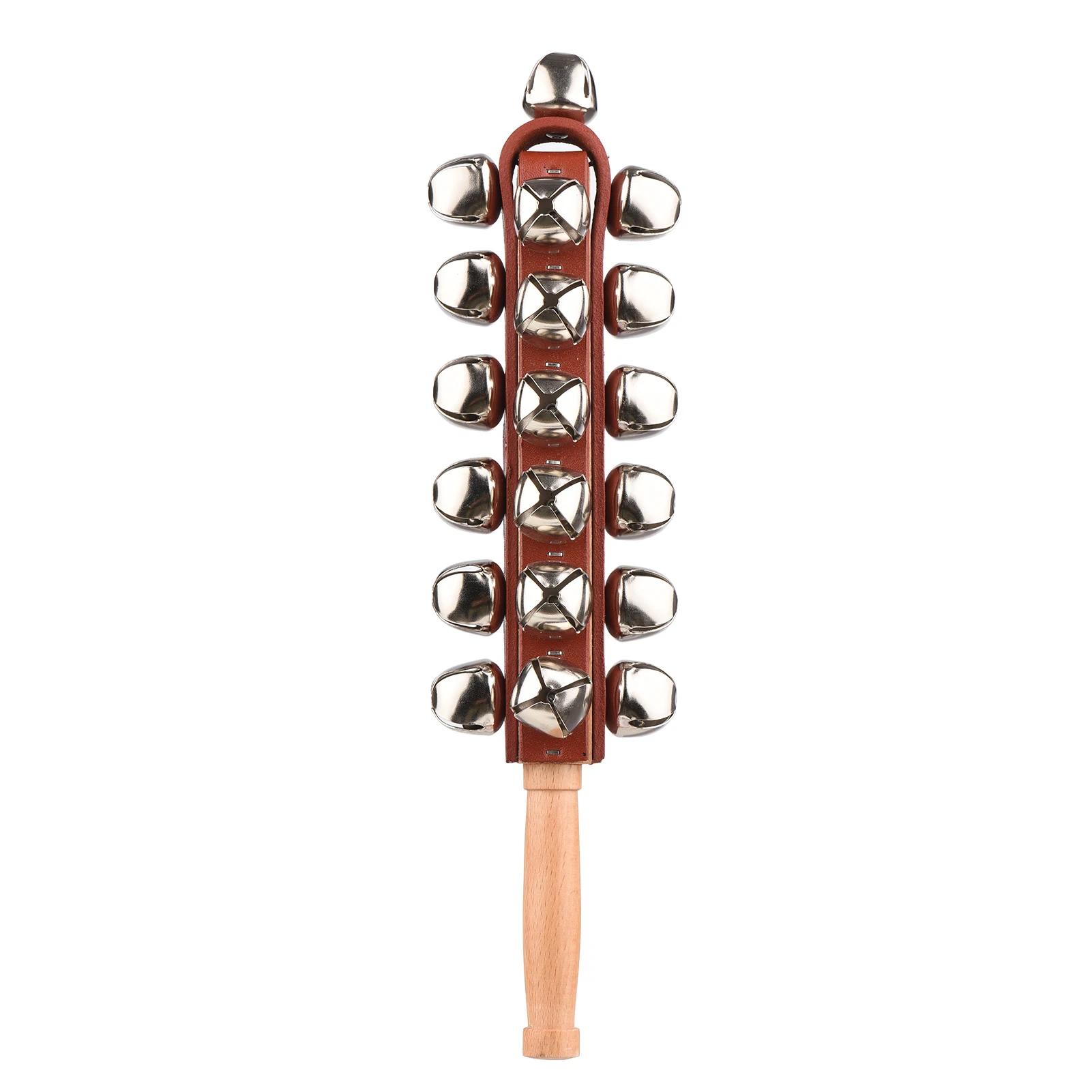 Mão jingle sinos mão trenó sinos agitador de madeira jingle sinos vara instrumento de percussão musical sinos para instrumentos musicais - Image 1
