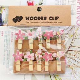 Madeira Dos Desenhos Animados Pendurado Photo Clips, Flor De Pêssego, Memo Papel, Prendedor De Roupa, Papelaria, Festa De Casamento, Artesanato Decoração, DIY, 35x7mm, 10Pcs por Conjunto - Image 1