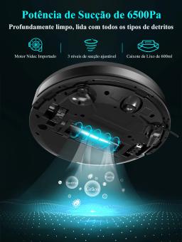 (Código promocional: BR2200)Robô aspirador de pó ABIR X8, navegação a laser lidar, 6500pa sucção, multi-assoalho mapa, Esterilização UV, y forma molhado esfregar, app zonas não-go, Exclusivo Sensor TOF - Image 6