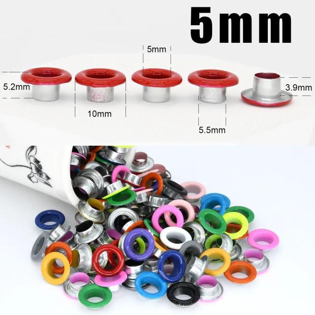 Ilhós Grommets Coloridos para Artesanato em Couro: 100 Conjuntos de Anéis em Várias Cores para Sapatos, Cintos, Chapéus e Scrapbooking