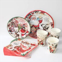 Louça descartável para decoração de Natal, Copo e prato, Fontes de festa de ano novo, Feliz Natal, 2024 - Image 6