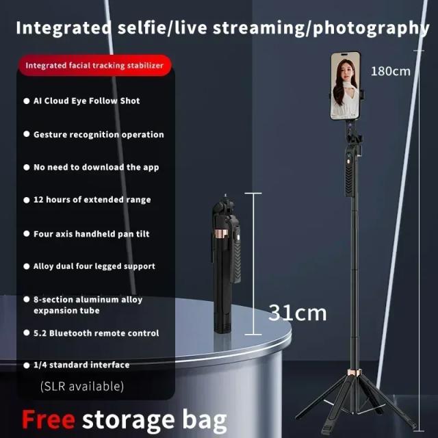 Selfie Stick Xiaomi com Inteligência Artificial e Rodinha 360° - Atraia Momentos com Estabilidade e Agilidade.