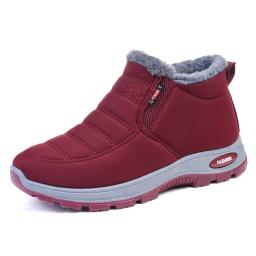 Novas botas de neve de algodão para casal, espessadas, quentes, forradas de pelúcia, casuais, bico redondo, calçados planos para homens e mulheres no inverno - Image 4