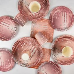 Conjunto de Louça Descartável Ouro Rosa, Prato de Papel, Copo, Guardanapos, Decoração Do Casamento, Terno Para 10-20 Convidados, Festa De Aniversário - Image 5