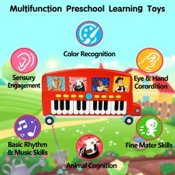 La Granja De Zenon Piano multifuncional para crianças infantis, instrumento musical, primeiros brinquedos educativos, fazenda, 24 teclas - Image 3
