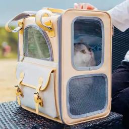 Malha respirável Pet transportadores, mochila do cão, gato dobrável bolsa de transporte, suprimentos de viagem ao ar livre, grande capacidade - Image 1