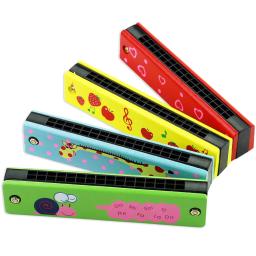 Double Row Wooden Harmonica para iniciantes, Blowable, 16 buracos, Cute Cartoon Pattern, Brinquedos Educativos Musicais para Crianças e Crianças - Image 3