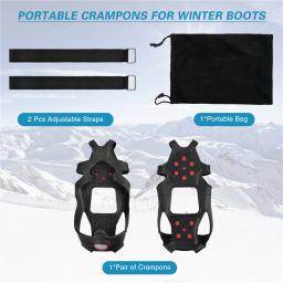 Botas de gelo para sapatos e botas de aço de tungstênio 10 studs tamanho grande anti deslizamento crampons para caminhadas botas sapatos de neve para mulher/homem - Image 5