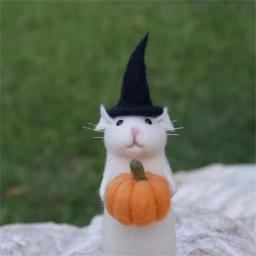 Feltro Mouse e Abóbora Ornamento, Halloween com uma agulha de abóbora, Presente de Natal, Agulha Animal, Ornamento Animal Miniatura - Image 5