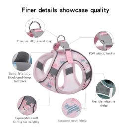 Colete de arnês para cães reflexivo respirável, Arnês para cães e gatos, Busto ajustável com coleira, fácil de usar, Pet Shop, verão - Image 5