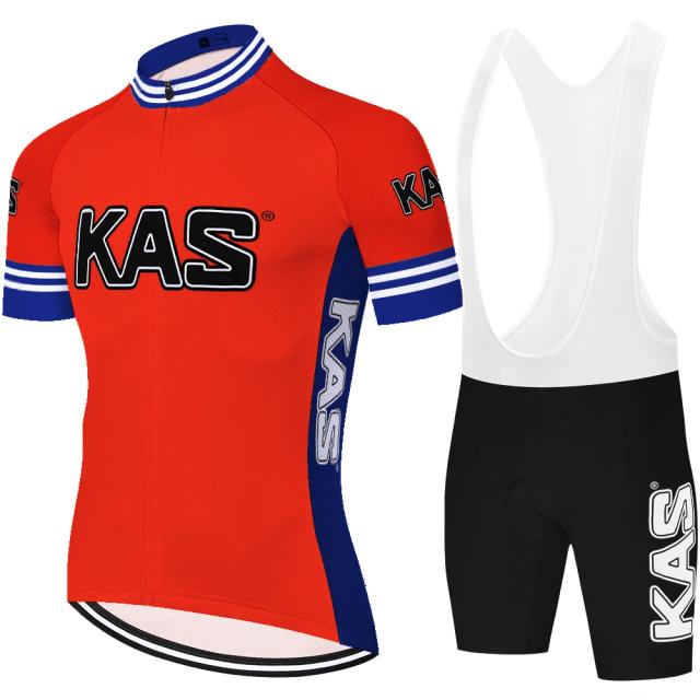 Camisa Retro KAS para Ciclismo e Shorts com Almofada 20D - Conjunto Ideal para MTB e Corrida de Bicicleta