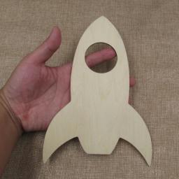 Inacabado Navio Foguete Em Branco Forma De Recorte De Madeira, Corte A Laser, Enfeites De Madeira, Espaço Sideral, Decoração Do Partido, DIY Artesanato Suprimentos - Image 4
