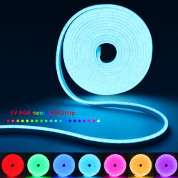 USB RGB Neon LED Strip para Decoração, Neon Tape, Bluetooth App, Controle Remoto, Sinal, Iluminação, 1m, 2m, 3m, 4m, 5m - Image 4