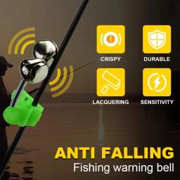5 pçs/lote alarmes de mordida de pesca vara de pesca sino haste braçadeira ponta clipe sinos anel verde abs acessório de pesca ao ar livre metal - Image 3