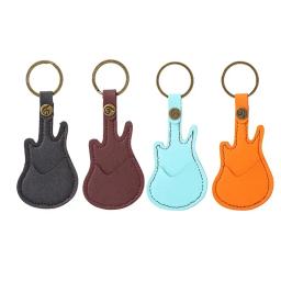 Suporte de palheta de guitarra, estojo de palheta de couro, chaveiro, formato de guitarra, acessórios de instrumento de cordas, excluindo palheta - Image 2