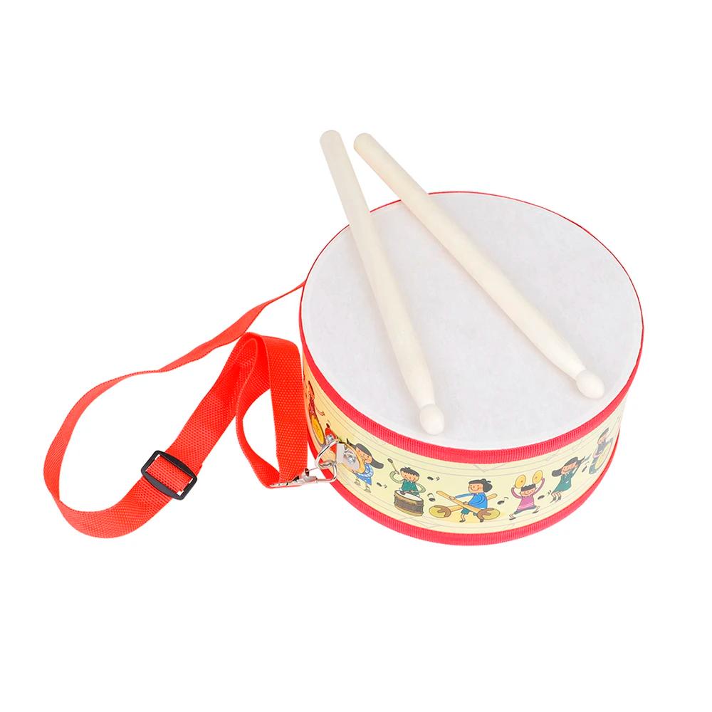 Tambor de mão de desenhos animados para crianças Pandeiro dupla face Instrumento de percussão Orff de madeira portátil Instrumentos musicais Brinquedos educativos - Image 1