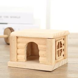 Hamster Casa De Madeira Com Janela Removível Top Fine Workmanship Esconderijo Casa Playpen Pequeno Pet Supplies Acessórios - Image 1
