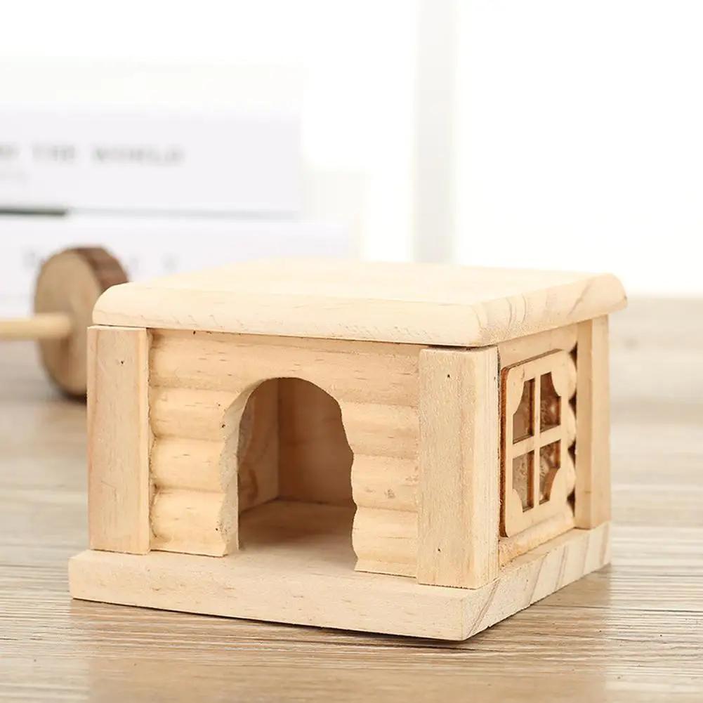Hamster Casa De Madeira Com Janela Removível Top Fine Workmanship Esconderijo Casa Playpen Pequeno Pet Supplies Acessórios - Image 1