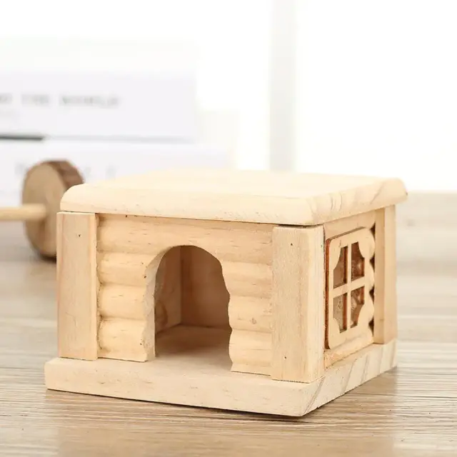 Casa de Madeira para Hamsters com Janela Removível - Esconderijo e Playpen para Pequenos Animais de Estimação