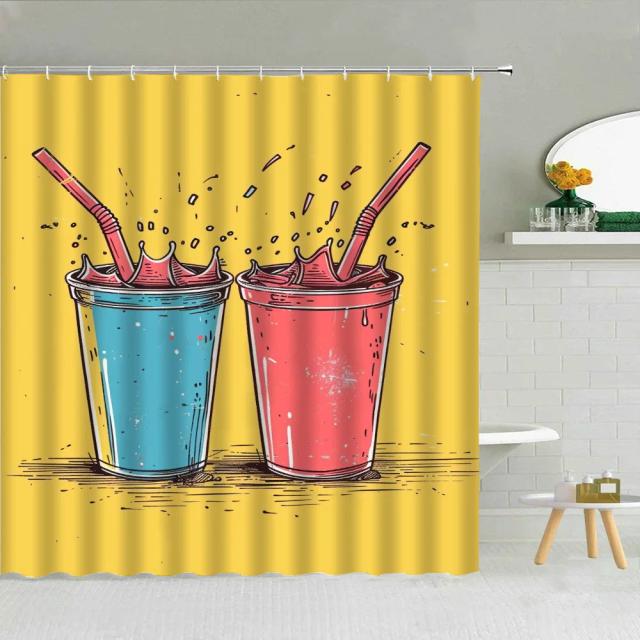 Cortina de Chuveiro Colorida com Tema de Sorvete - Acessórios Divertidos para Banheiro e Casa