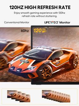 Monitor portátil inteligente com tela sensível ao toque UPERFECT de 18,5 "com estrutura de metal FreeSync 100% sRGB HDR 120 Hz extensor de tela de jogos para switch Xbox PS5 laptop - Image 4