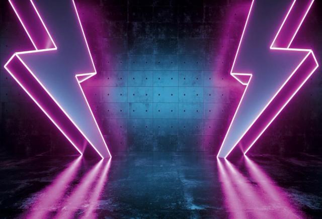 Palco Triangular com Luzes de Neon 3D para Festas e Fotografia Infantil