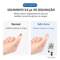 Sinocare Safe-Accu Medidor de Glicose no Sangue, Kit Glucometer, Tester Diabetes, Monitor de Açúcar Médico, 50 ou 100 tiras - Image 5