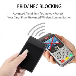 Carteira inteligente RFID para homens e mulheres, porta-cartões, metal, fina, fina, pop-up, minimalista, pequena, bolsa preta - Image 6